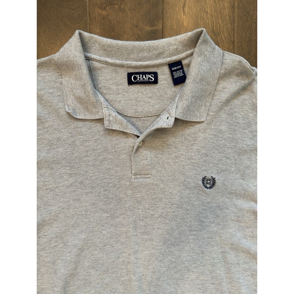 Chaps Ralph Lauren Big & Tall Natural Stretch Men Grey Crest Polo Shirt Size 3XB